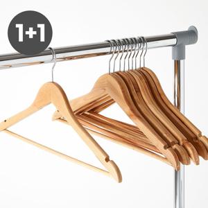 [1+1] 튼튼한 원목 나무 옷걸이 논슬립 어깨뿔방지 세탁소 정장 옷걸이 30p