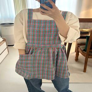 Handmade 시엘체크 미니 원피스 앞치마
