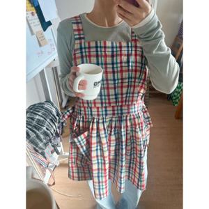 Handmade 프렌치 체크 미니 원피스 앞치마