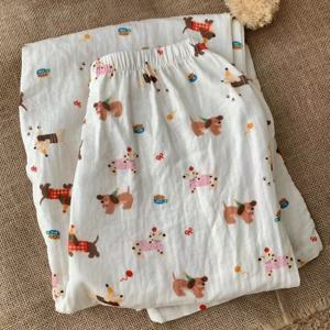 잠옷 바지 순면 벌스데이 퍼피 이중거즈 사계절 파자마 1color
