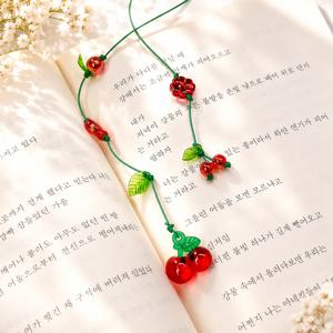 체리 끈갈피 DIY 만들기 키트 수제 책갈피 북마크 독서템 북마커 독서아이템 꽃갈피