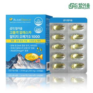 고품격 알래스카 알티지 오메가3 1000 1255mg x 30캡슐 1박스 1개월분