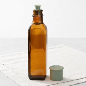 헥사 꾹꾹 국산 오일병 참기름병 실리콘뚜껑 180ml 사각 갈색 (BN180S)