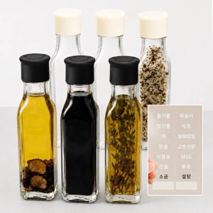 헥사 꾹꾹 국산 오일병 참기름병 실리콘뚜껑 120ml 사각 투명FN120S 6개 라벨포함