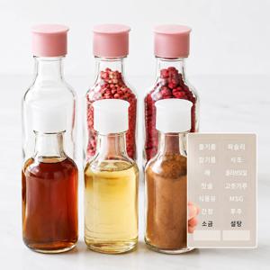 헥사 꾹꾹 국산 오일병 참기름병 실리콘뚜껑 150ml 원형 투명 6개세트 (라벨포함)
