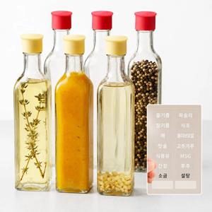 헥사 꾹꾹 국산 오일병 참기름병 실리콘뚜껑 420ml 사각 투명FN425S 6개 라벨포함