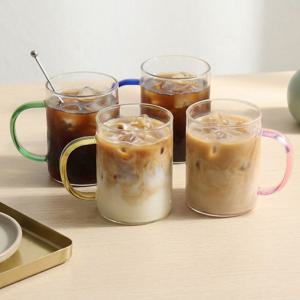 내열 손잡이 유리잔 4P세트 430ml 커피잔 티머그 신혼부부 결혼 집들이 컵 선물