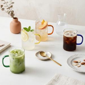 소소 내열유리 컬러핸들 머그컵 430ml 4P 세트