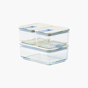 퍼펙트씰M 전자렌지용 내열유리 밀폐용기 3종(직사각 500mlx2+1100ml)