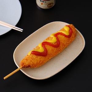 아이보리 샌드 직사각 접시 일본 도자기 디저트 그릇