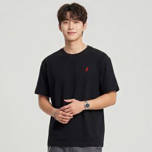 로고 자수 남성 20수 크루넥 무지 반팔 티셔츠 KPL4001