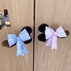 벽쾅방지 체크 리본 문 손잡이 커버 2color
