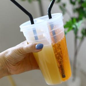 테이크아웃 반반컵 쌍쌍컵 680ml 6세트 (빨대30개포함)