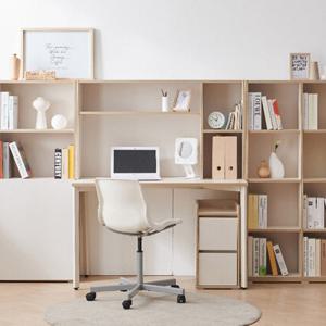 대학생 자취방용 크림화이트 예쁜 책꽂이 책상 세트 / DESK 공부방 업무 장