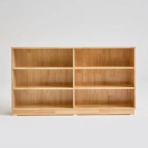 북유럽풍 고무나무 원목 3단 와이드 교구장(140cm) 작은