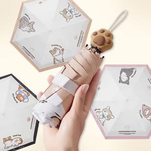 귀여운 고양이 발바닥 5단수동 미니 우산 양산 우양산