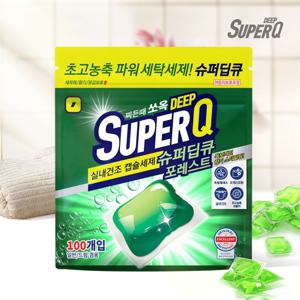 슈퍼딥큐 포레스트 100개 캡슐세제 대용량 고농축 실내건조 드럼 일반 겸용 세제
