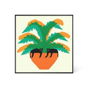 야콥 자사다 - Cats Among the Ferns (액자 포함)