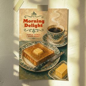 morning delight - 카페감성 토스트 앤 커피 일러스트 포스터