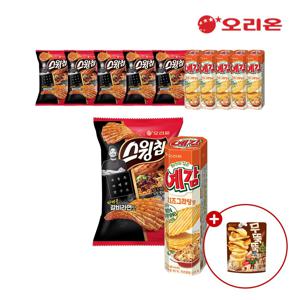 스윙칩 바베큐갈비라면맛 6개 + 예감 치즈그라탕 6개 + 무뚝뚝갈릭솔트 증정