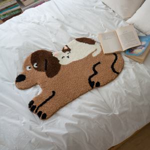 STAY WITH FRIEND 강아지 고양이 일러스트 발매트 러그