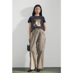 H&M 프린트 티셔츠 다크 그레이/장미 1283178001