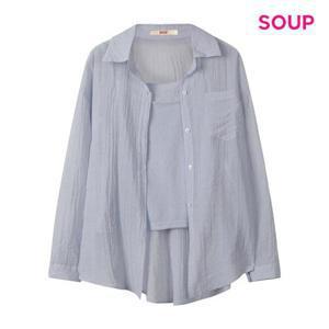 SOUP 무지 슬리브리스 이너 앤 링클 긴팔 셔츠 (S65LS02)