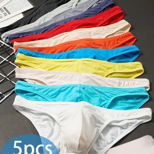 TEMU 남성용 가볍고 통기성 좋은 속옷 5팩 - 빠른 건조 U자형 탄력 삼각형 팬티, 반투명 솔리드 컬러 (/) - 라이프스타일에 적합한 고탄력 - 일상 및 캐주얼 착용을 위한 할인 팩 - 손세탁 가능