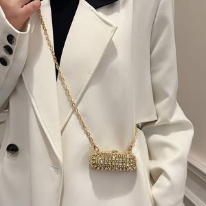 TEMU 라인스톤 크로스바디 립스틱 백, 반짝이는 이브닝 클러치, 우아한 연회용 핸드백, 여성 드레스 액세서리