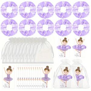 TEMU 30개 세트 파티 선물 - 10개 헤어 타이 + 10개 감사 카드, 댄스 리사이틀 생일파티 용품, 테마 파티 기념품