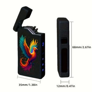 TEMU 1개 컴팩트하고 휴대용 USB-C 충전식 전자 라이터, 전원 디스플레이 포함, 방풍, 무소음, 잉크 튀김 스타일 사악한 문어 패턴 프린트