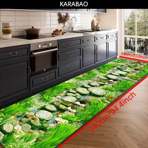 TEMU 1개 KARABAO 천연석 길 러그 실내/야외용 - 두꺼운 부드러운 카펫, 복도용 - 세탁기 사용 가능한 먼지 가리개 매트, 모던한 직사각형 스톤 텍스처 카펫