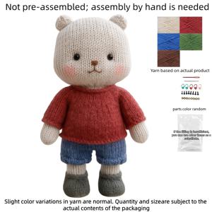 TEMU 동물 디자인이 특징인 초보자 및 성인용 뜨개바늘 세트, 단계별 서면 설명서 포함. 이 사랑스러운 곰 DIY 공예 세트는 재미있는 집 장식품이며 훌륭한 휴일 선물이 됩니다. - 완제품이 아닙니다.