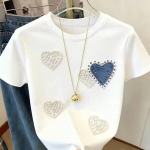 TEMU 여성용 크루넥 반팔 티셔츠 빈티지 프린트 탑, EU 사이즈