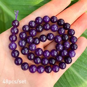 TEMU 8/10mm 천연 자수정 라운드 스페이서 비즈, 팔찌 목걸이 액세서리 제작 DIY 재료
