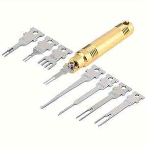 TEMU 전기 핀 추출 도구 - 8개 교체 팁이 포함된 단자 제거 도구, Metri Pack, AMP, Molex 커넥터에 적합, 범용 자동차 수리 단자 해제 도구