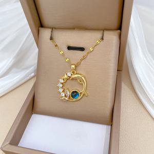 TEMU 세련되고 우아한 구리 돌고래 펜던트 목걸이, 저자극성 304 스테인리스 스틸 목걸이, 여성 발렌타인데이 선물, 및 파티에 적합, 가족 및 친구를 위한 고급 주얼리 [선물 상자 미포함]
