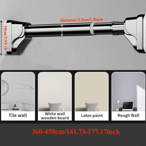 TEMU 조절 가능한 커튼봉, 40-500cm 초장형 지지봉, 확장 가능한 샤워 커튼봉, 발코니 빨래 건조대, 대형 발용 커튼봉, 구멍 뚫지 않는 샤워 커튼봉, 발코니 고정형 빨래 건조대