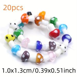 TEMU 10X13mm 혼합 색상 버섯 램프워크 유리 비즈 20개, 주얼리 제작 목걸이 키체인 팔찌 추가 재료