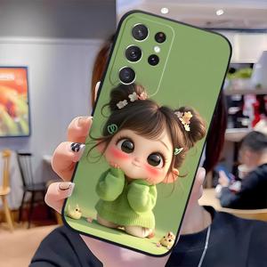 TEMU 갤럭시 S25 S24 S23 S21 FE S22 플러스 울트라 블랙 소프트 쉘 패셔너블 커플 개성 선물용 모바일 폰 케이스 - EB5629