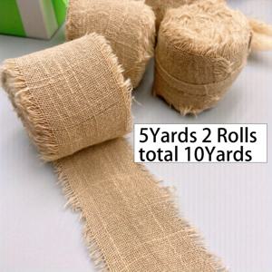 TEMU 10Y (5Y/롤×2) 1.5인치 38mm 손으로 뜯어지는 짜임 엣지 리본 롤, 섬세한 태슬 브라운 리본 장식 테이프, 부활절 발렌타인데이 부케 타이/선물 상자 포장 테이프, 결혼식 초대장, 헤어 장식, 생일 파티, 수공예품에 적합