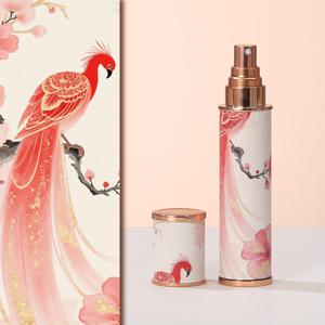 TEMU 10ml 정교한 가죽 향수병, 꽃과 새 패턴 - 휴대용 스프레이 병, 여행 및 일상 사용에 적합, 로즈 골드 색상에 상쾌한 플로럴 디자인으로 우아하게 장식.