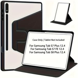 TEMU 삼성 갤럭시 탭 S8 플러스/S7 FE/탭 S7 플러스 케이스 - 홀더 & 360° 회전 커버 포함, 자동 웨이크/슬립 기능, 삼성 갤럭시 탭 S8+/S7 FE/S7+ (12.4인치) 호환 하드 보호 케이스