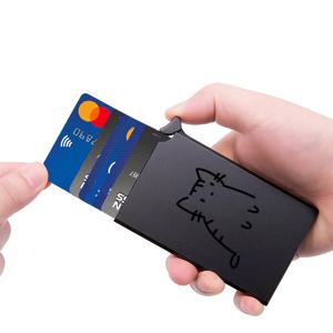 TEMU 남성용 지갑 & 카드 팝업 케이스 홀더 도난 방지 RFID 보호 지갑, 사랑스러운 고양이 2가지 패턴 슬림 비즈니스 크레딧 카드 케이스 여성 남성용 얇은 알루미늄 은행 금속 카드 케이스 (RFID 차단)