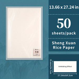 TEMU 수미잉크화, 동양화, 수묵화, 서예, 수채화용 쌀종이 원지 50매, 공예용 미술 용품, 초보자, , 전문가용