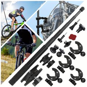 TEMU 2026년형 새로운 마운트 키트, Insta360 One X5 X4 X3 X2 RS DJI OSMO Gopro 호환, 견고한 클램프 마운트, 확장 가능한 스틱, 미끄럼 방지 CNC 베이스, 사이클링 비디오에 적합, 우산 클램프