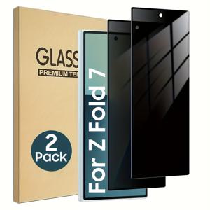 TEMU Z Fold 7, Fold 6, Fold 5용 2개입 프라이버시 스크린 보호 필름 - 강화 유리 전면 커버, 케이스 호환, 스크래치 방지, 지문 방지, 부드러운 표면, 간편한 설치, 삼성 갤럭시 Z Fold 4, Fold 3 호환