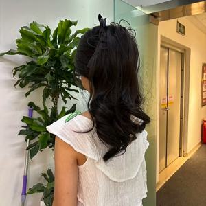 TEMU 블랙 리본 포니테일 클로 클립 가발 포니테일, 가볍고 부드러운 모발, 풍성하고 부드러운 모발, 대형 클로 클립, 매우 사용하기 쉬우며 편리함, , 파티 참석, 데일리 여행, 헤어 꾸미기