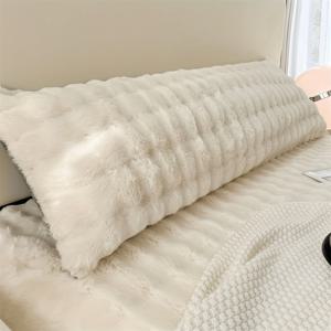 TEMU 1개 초대형 플러시 베개 커버 (48.01x150.01cm/180.01cm) - 부드럽고 푹신한 인조 퍼/밀크 벨벳, 지퍼 클로저, 세탁기 사용 가능, 모던 디자인, 매끄러운 질감, 침실/게스트룸 장식용, 이상적인 선물