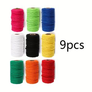 TEMU 9롤 마크라메 코드, 3mm x 50m, 총 480야드 마크라메 로프, 4가닥 꼬임 부드러운 끈 코드, 예술 작품, 벽걸이, 식물 걸이, 공예, 뜨개질용